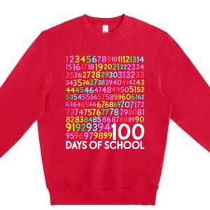 100th Day Of School Teacher 100 Days Math Numbers Premium Crewneck Sweatshirt