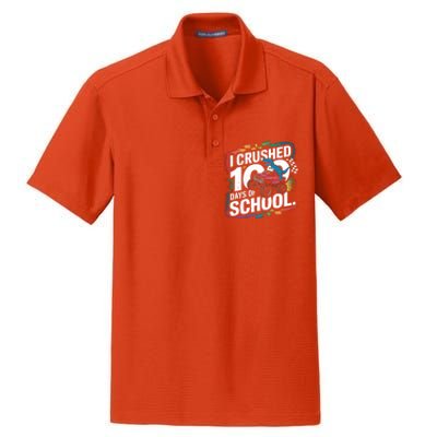 100 Days Of School Monster Truck T Rex Dinosaur Boy Dry Zone Grid Polo