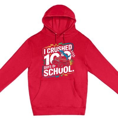 100 Days Of School Monster Truck T Rex Dinosaur Boy Premium Pullover Hoodie