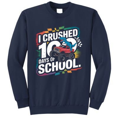 100 Days Of School Monster Truck T Rex Dinosaur Boy Sweatshirt