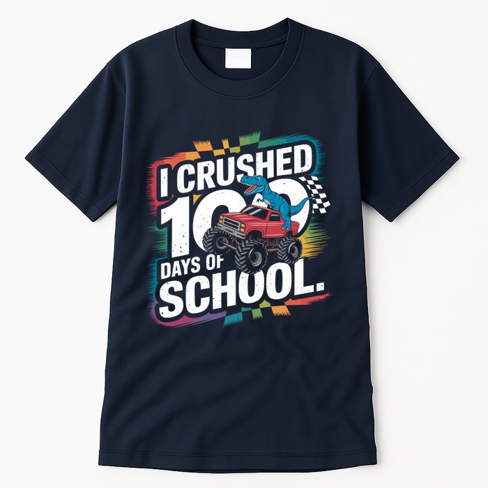 100 Days Of School Monster Truck T Rex Dinosaur Boy Tall T-Shirt