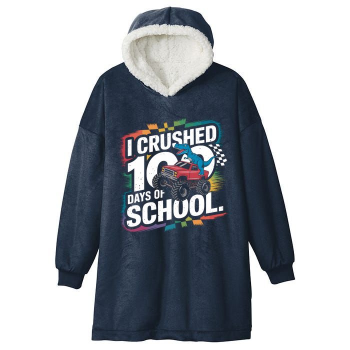 100 Days Of School Monster Truck T Rex Dinosaur Boy Hooded Wearable Blanket