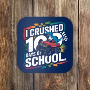 100 Days Of School Monster Truck T Rex Dinosaur Boy Coaster