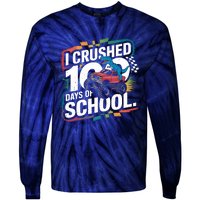 100 Days Of School Monster Truck T Rex Dinosaur Boy Tie-Dye Long Sleeve Shirt