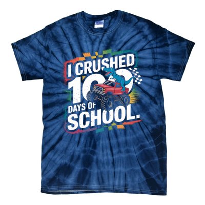 100 Days Of School Monster Truck T Rex Dinosaur Boy Tie-Dye T-Shirt