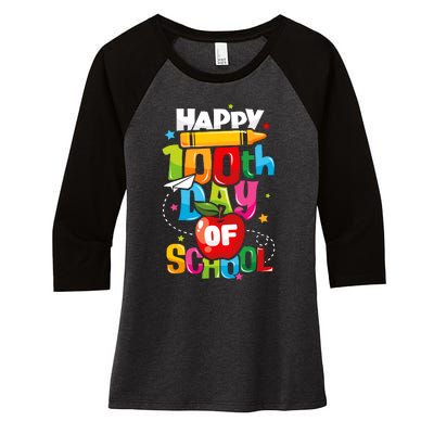 100th Day Of School Teachers Happy 100 Days Women's Tri-Blend 3/4-Sleeve Raglan Shirt