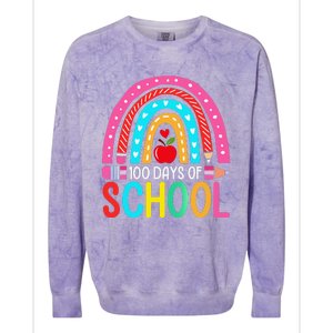 100 Days Of School Rainbow 100 Days Smarter Teacher Student Colorblast Crewneck Sweatshirt