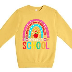 100 Days Of School Rainbow 100 Days Smarter Teacher Student Premium Crewneck Sweatshirt