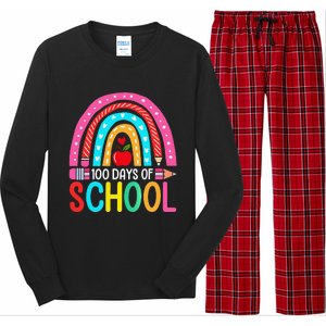 100 Days Of School Rainbow 100 Days Smarter Teacher Student Long Sleeve Pajama Set