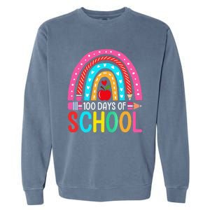 100 Days Of School Rainbow 100 Days Smarter Teacher Student Garment-Dyed Sweatshirt