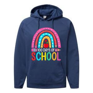 100 Days Of School Rainbow 100 Days Smarter Teacher Student Performance Fleece Hoodie