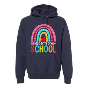 100 Days Of School Rainbow 100 Days Smarter Teacher Student Premium Hoodie