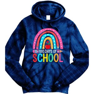 100 Days Of School Rainbow 100 Days Smarter Teacher Student Tie Dye Hoodie