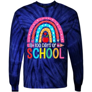 100 Days Of School Rainbow 100 Days Smarter Teacher Student Tie-Dye Long Sleeve Shirt