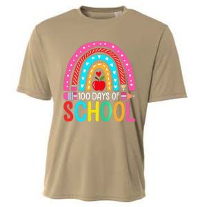 100 Days Of School Rainbow 100 Days Smarter Teacher Student Cooling Performance Crew T-Shirt