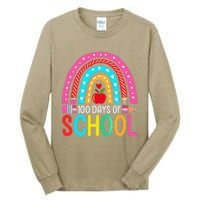 100 Days Of School Rainbow 100 Days Smarter Teacher Student Tall Long Sleeve T-Shirt