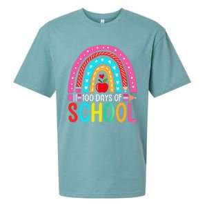 100 Days Of School Rainbow 100 Days Smarter Teacher Student Sueded Cloud Jersey T-Shirt