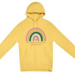 100 Days Of Making A Difference School Rainbow Premium Pullover Hoodie