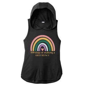 100 Days Of Making A Difference School Rainbow Ladies PosiCharge Tri-Blend Wicking Draft Hoodie Tank