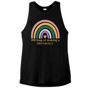 100 Days Of Making A Difference School Rainbow Ladies PosiCharge Tri-Blend Wicking Tank