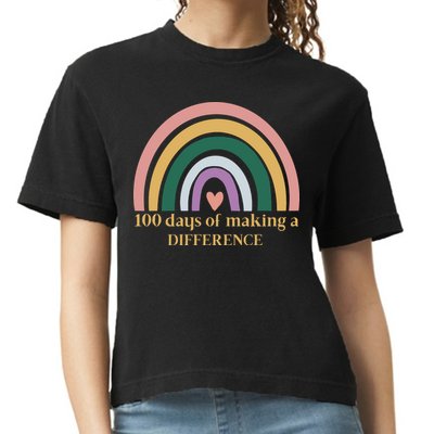100 Days Of Making A Difference School Rainbow Comfort Colors Boxy T-Shirt