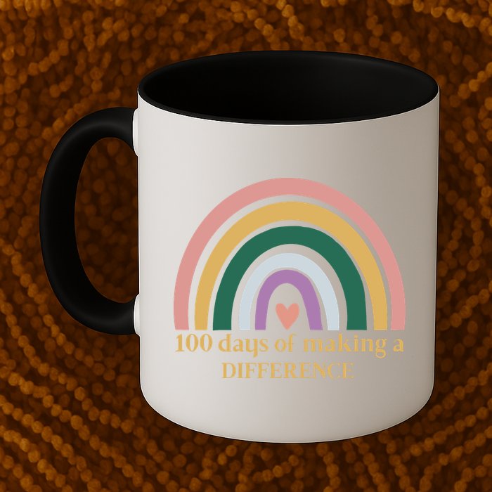 100 Days Of Making A Difference School Rainbow Mug