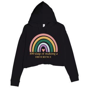 100 Days Of Making A Difference School Rainbow Crop Fleece Hoodie