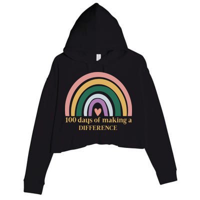 100 Days Of Making A Difference School Rainbow Crop Fleece Hoodie