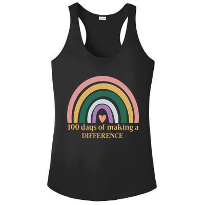 100 Days Of Making A Difference School Rainbow Ladies PosiCharge Competitor Racerback Tank