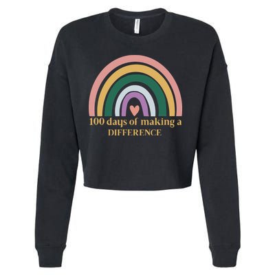 100 Days Of Making A Difference School Rainbow Cropped Pullover Crew