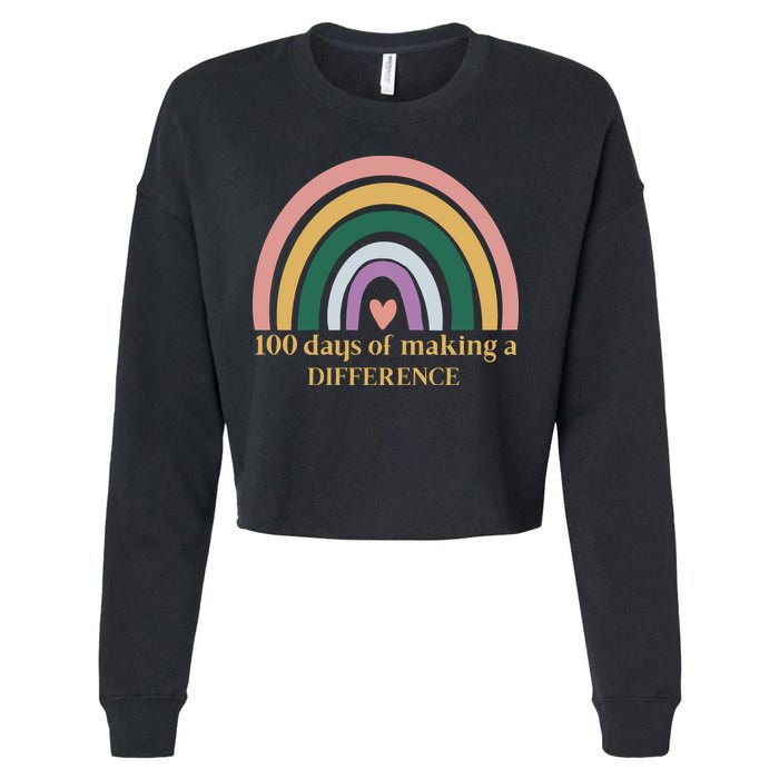 100 Days Of Making A Difference School Rainbow Cropped Pullover Crew