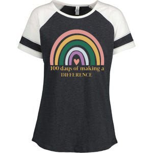 100 Days Of Making A Difference School Rainbow Enza Ladies Jersey Colorblock Tee