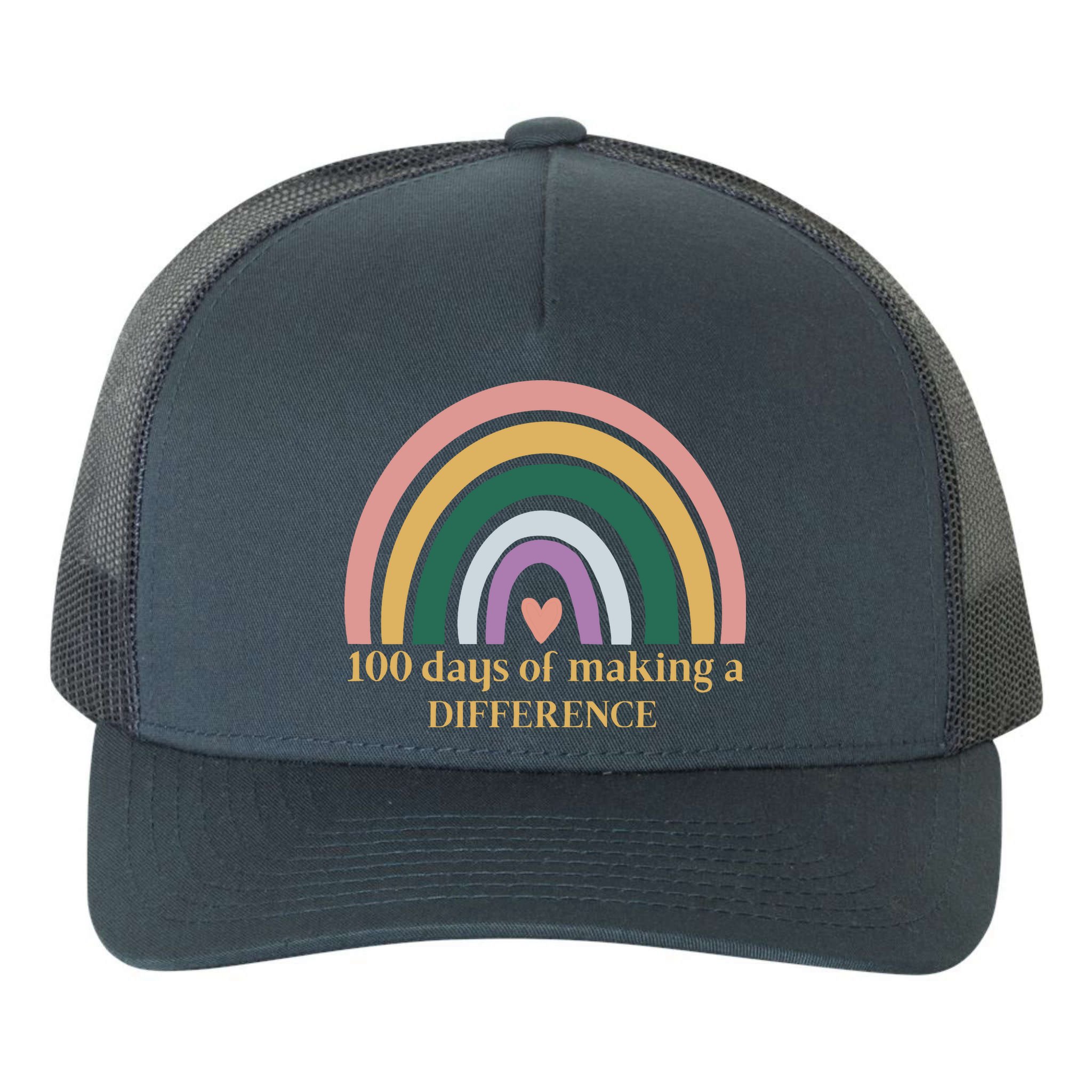 100 Days Of Making A Difference School Rainbow Yupoong Adult 5-Panel Trucker Hat