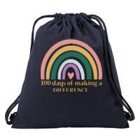 100 Days Of Making A Difference School Rainbow Drawstring Bag