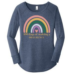 100 Days Of Making A Difference School Rainbow Women's Perfect Tri Tunic Long Sleeve Shirt