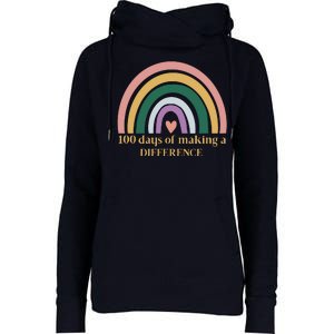 100 Days Of Making A Difference School Rainbow Womens Funnel Neck Pullover Hood