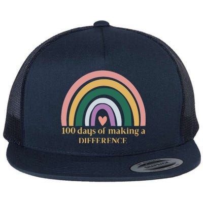 100 Days Of Making A Difference School Rainbow Flat Bill Trucker Hat