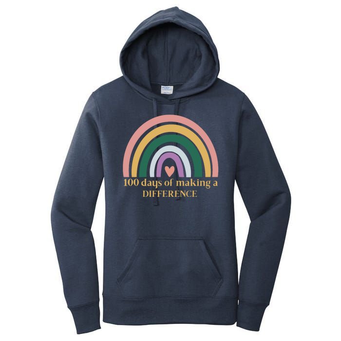 100 Days Of Making A Difference School Rainbow Women's Pullover Hoodie