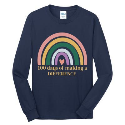 100 Days Of Making A Difference School Rainbow Tall Long Sleeve T-Shirt
