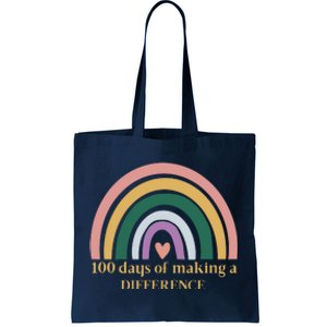 100 Days Of Making A Difference School Rainbow Tote Bag