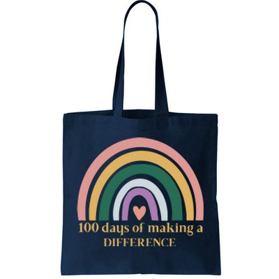 100 Days Of Making A Difference School Rainbow Tote Bag