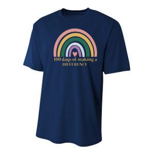 100 Days Of Making A Difference School Rainbow Youth Performance Sprint T-Shirt