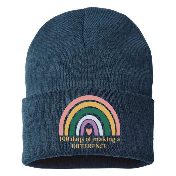 100 Days Of Making A Difference School Rainbow Sustainable Knit Beanie