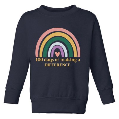 100 Days Of Making A Difference School Rainbow Toddler Sweatshirt