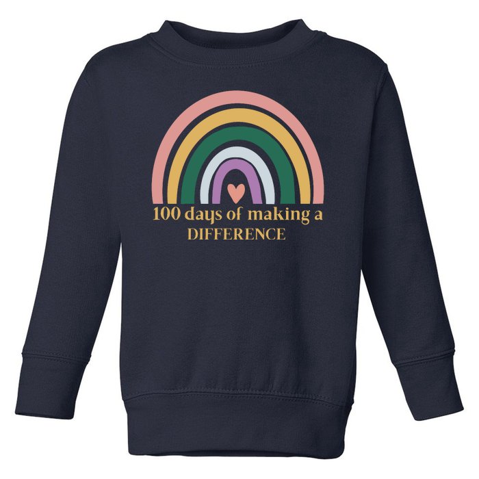 100 Days Of Making A Difference School Rainbow Toddler Sweatshirt