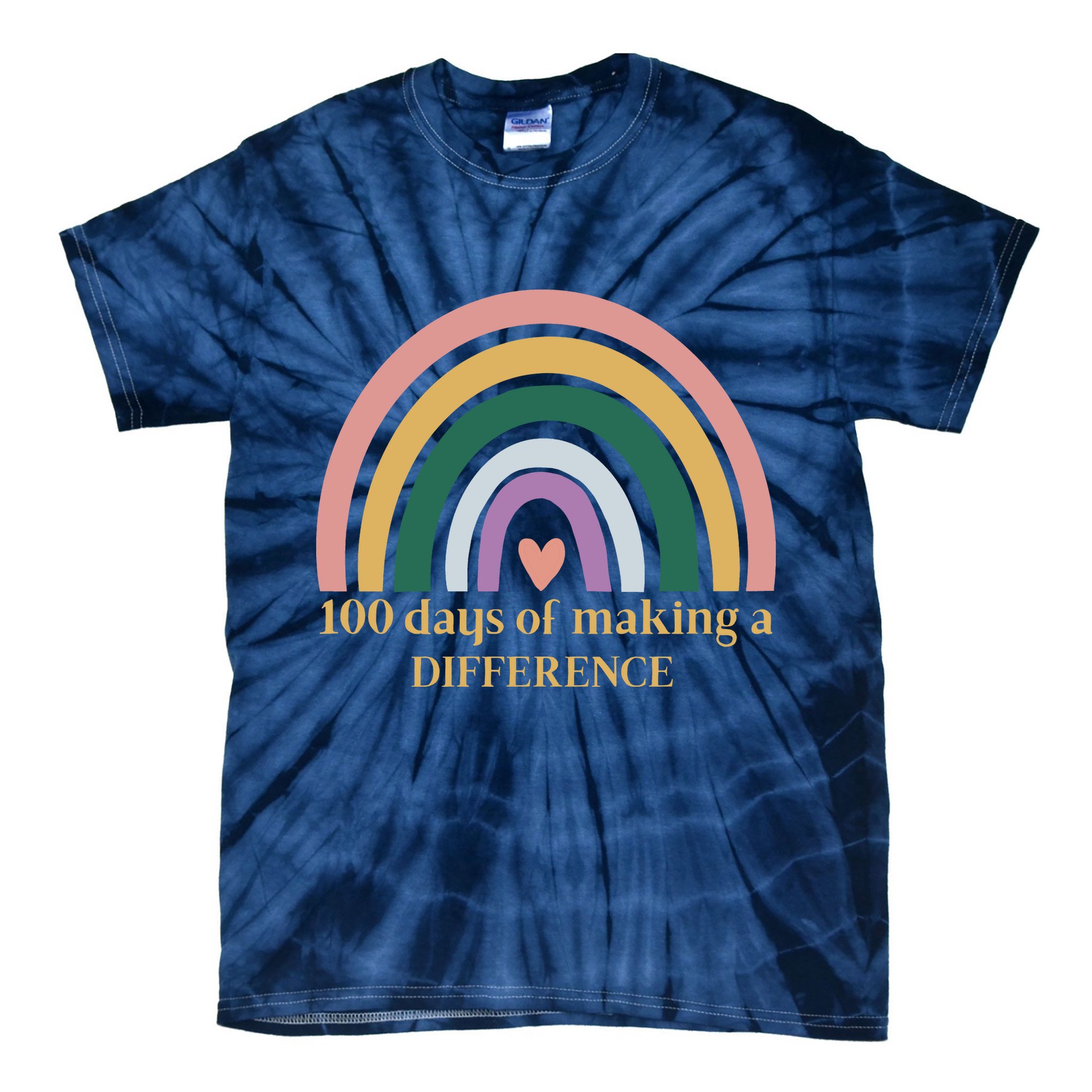 100 Days Of Making A Difference School Rainbow Tie-Dye T-Shirt