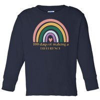 100 Days Of Making A Difference School Rainbow Toddler Long Sleeve Shirt