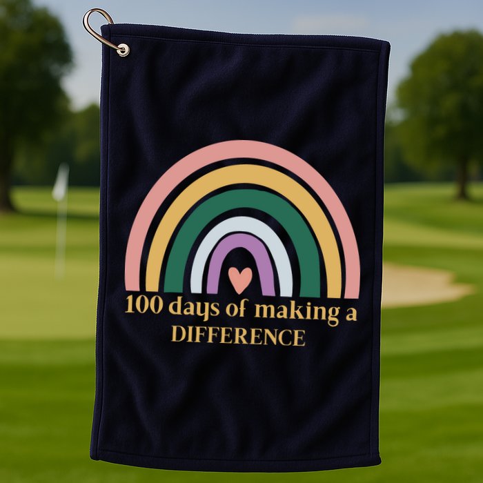 100 Days Of Making A Difference School Rainbow Golf Towel