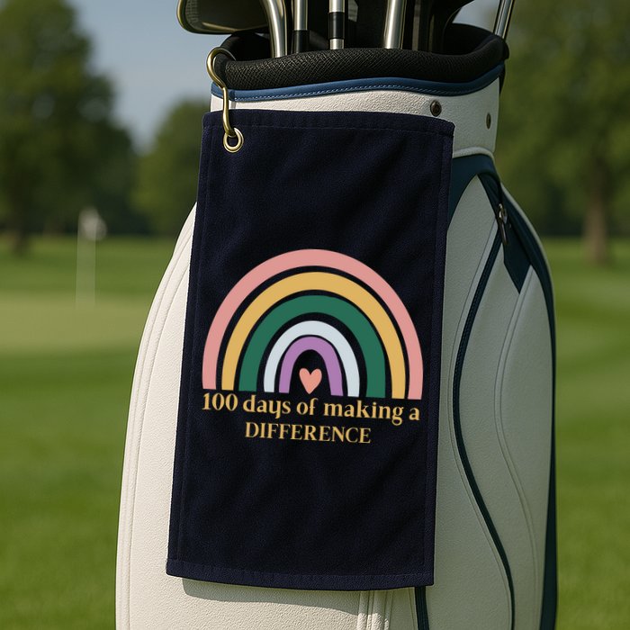 100 Days Of Making A Difference School Rainbow Golf Towel