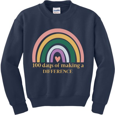 100 Days Of Making A Difference School Rainbow Kids Sweatshirt